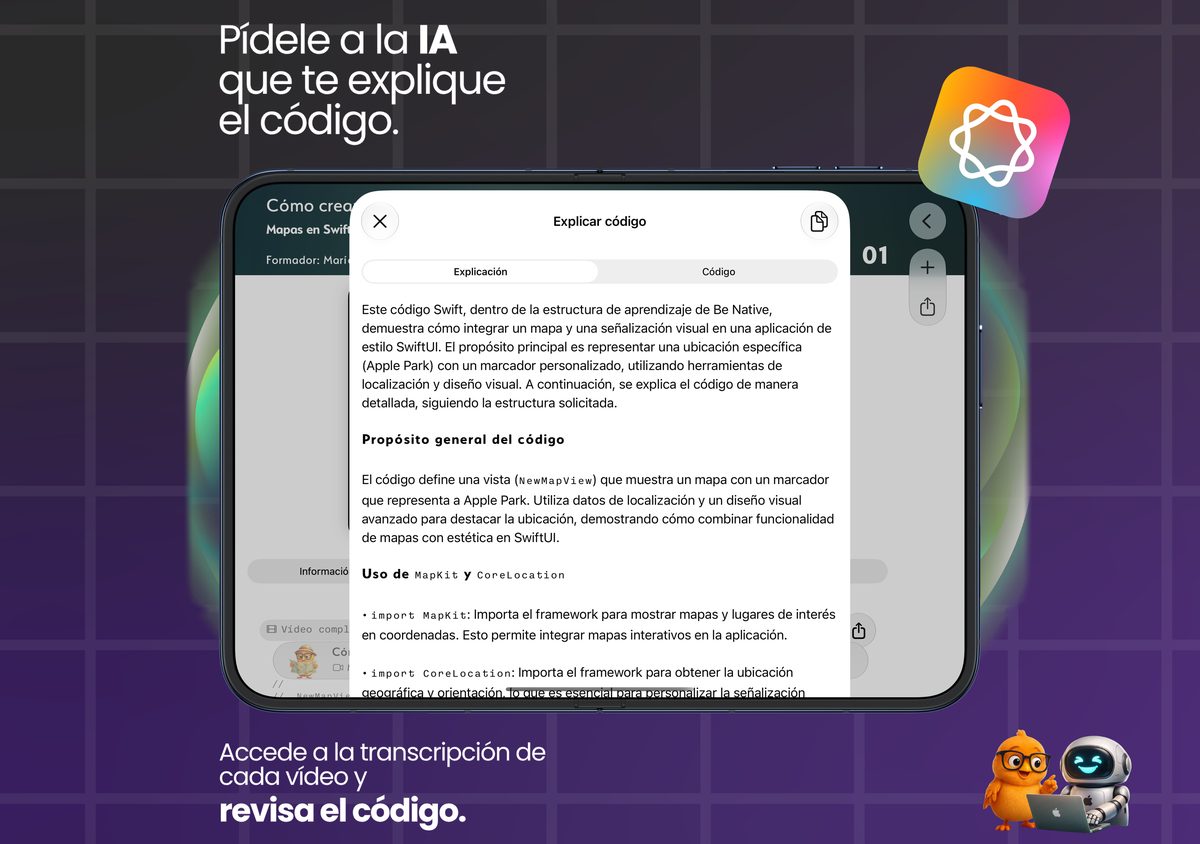 Demana a la IA que t’expliqui el codi, llegeix la transcripció i consulta el codi font de cada vídeo.