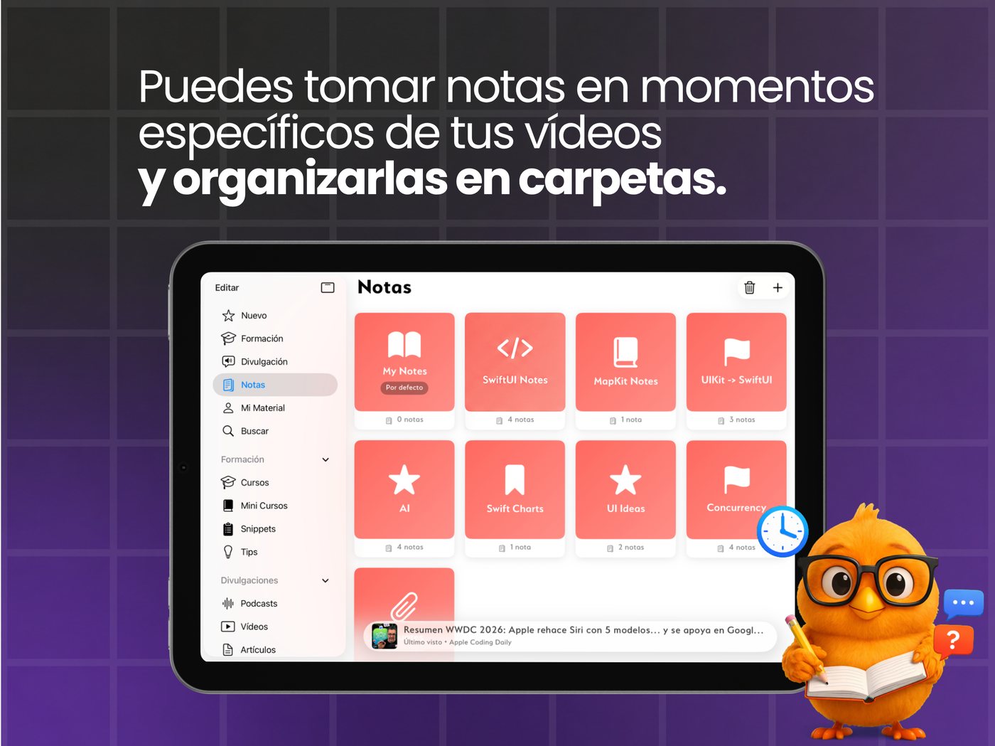 El módulo Notas de Be Native, con cuadernos organizados por tema.