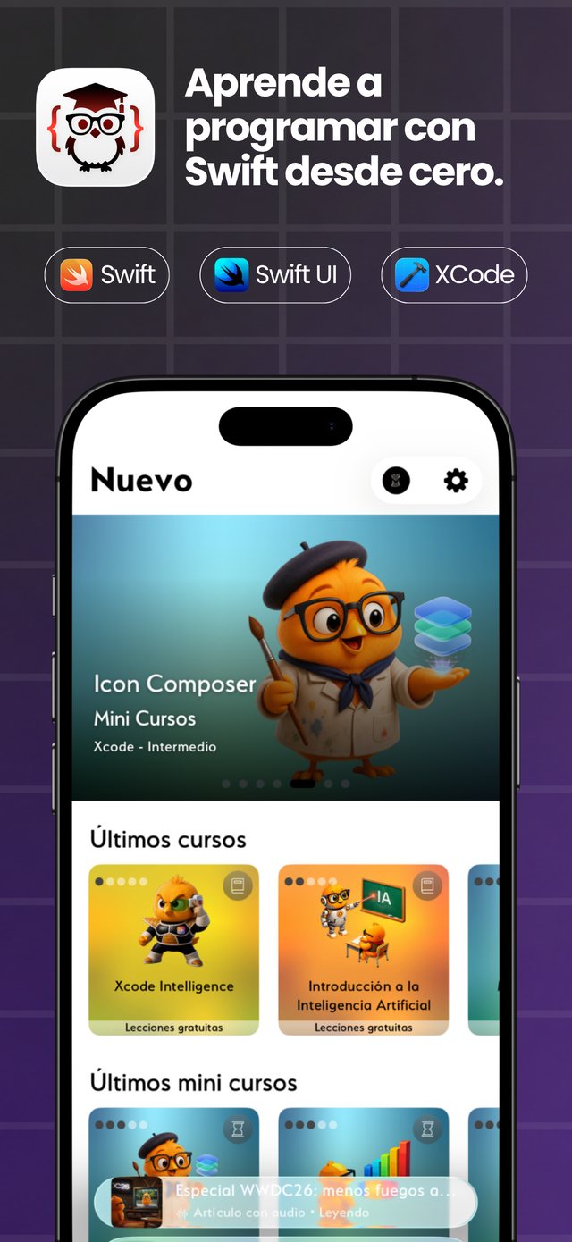 Aprende a programar con Swift desde cero: Novedades reúne los últimos cursos, mini-cursos y podcasts.
