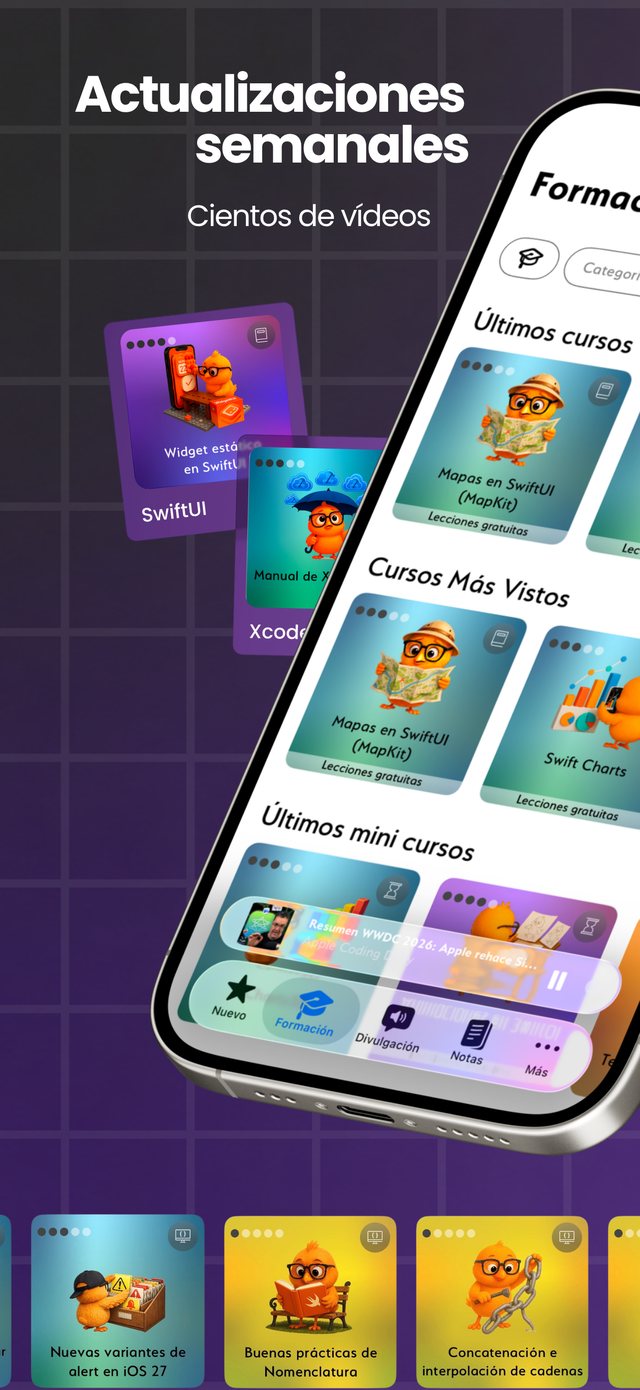 Actualizaciones semanales y cientos de videos en todo el catálogo de formación.