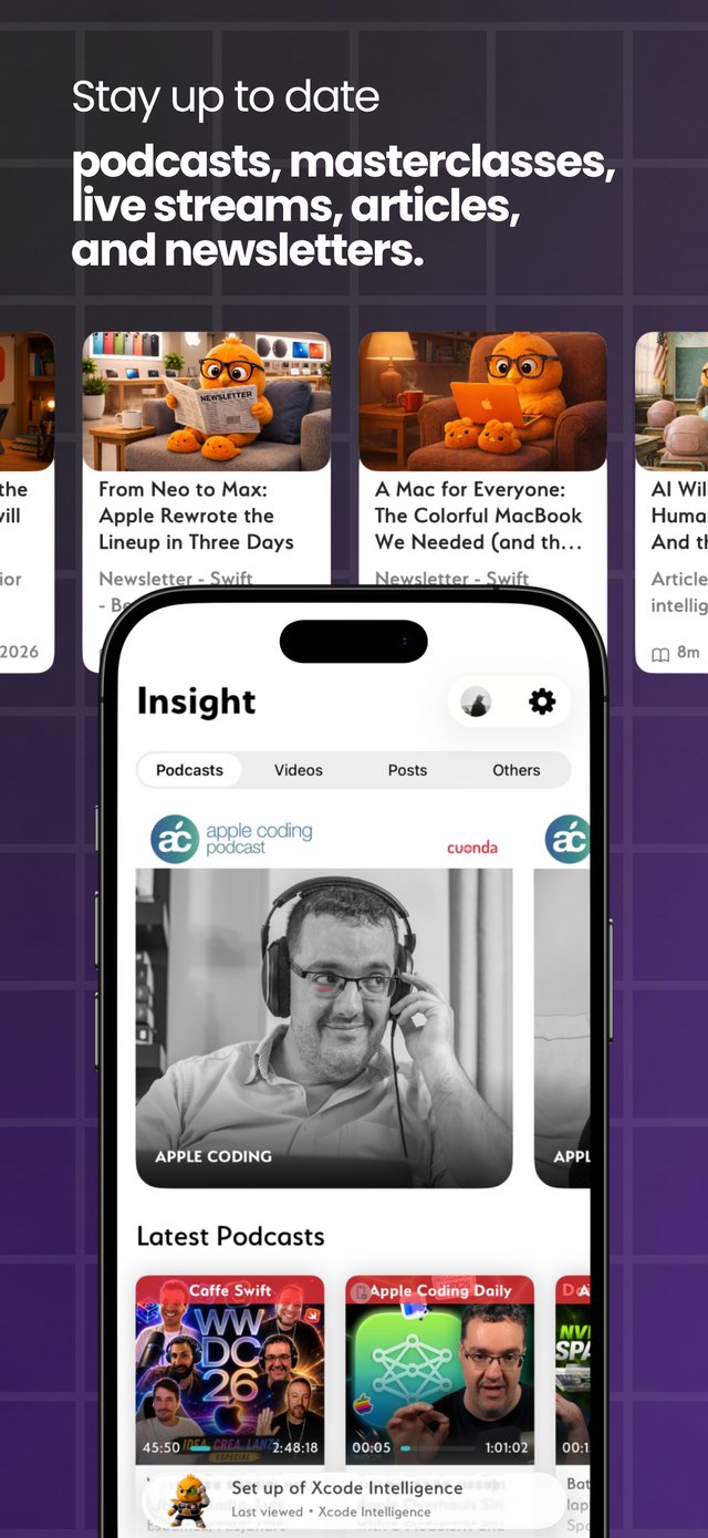 Stay up to date with podcasts, masterclasses, live streams, articles and newsletters.