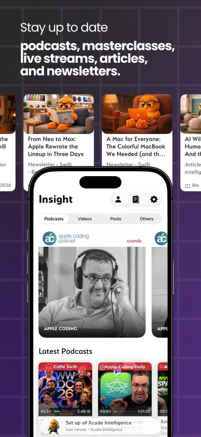 Pysy ajan tasalla podcastien, masterclassien, suorien lähetysten, artikkelien ja uutiskirjeiden avulla.